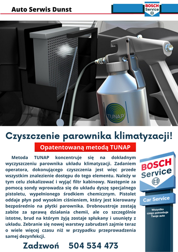 Czyszczenie parownika klimatyzacji metodą TUNAP